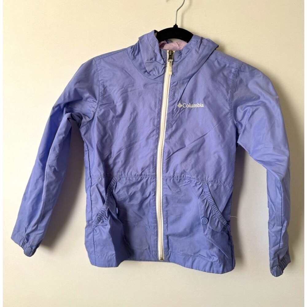 Columbia Kids Windbreaker Jacket Purple Hooded Full Zip S Unisex Outdoor